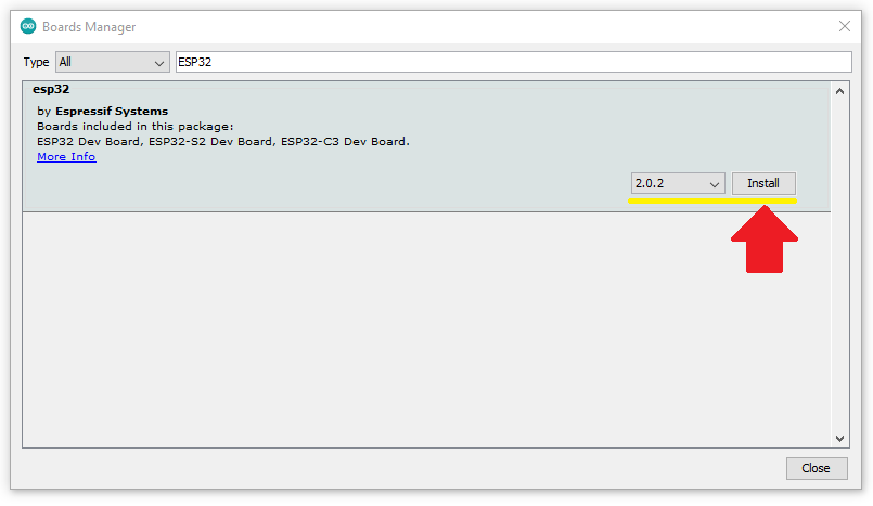 displayArrayArduinoBoardManager